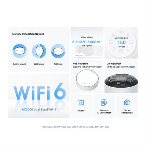 TP-Lınk Deco X50-Poe AX3000 Mesh EV WI-FI 6 Sistemi (Üçlü)