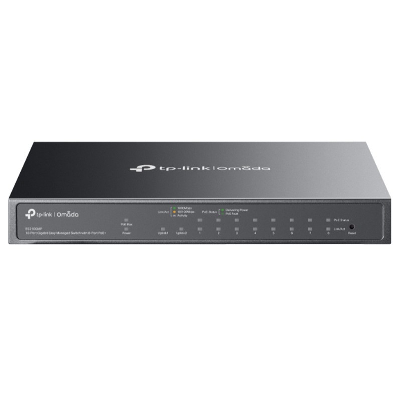 TP-Lınk Omada Es210gmp 10 Port Gıgabıt + 8-Port Poe+ Yönetilebilir 123W Poe Metal Kasa Swıtch