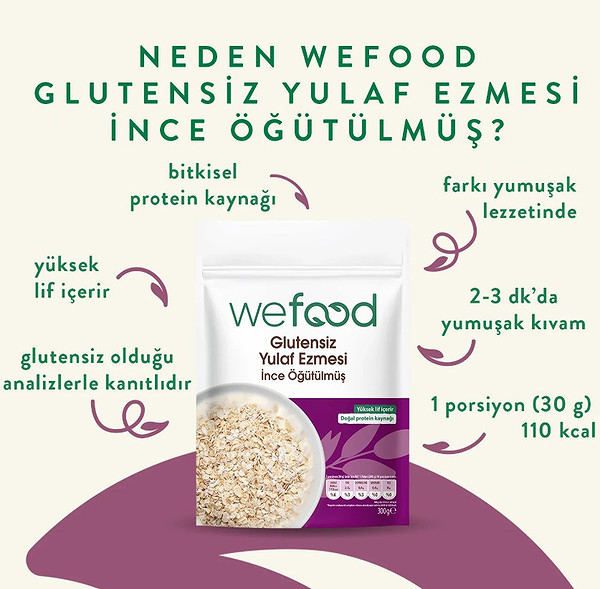 Wefood İnce Öğütülmüş Glutensiz Yulaf Ezmesi 300 Gr