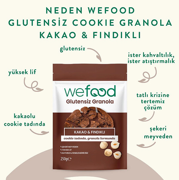 Wefood Kakao Ve Fındık Granola 250 Gr