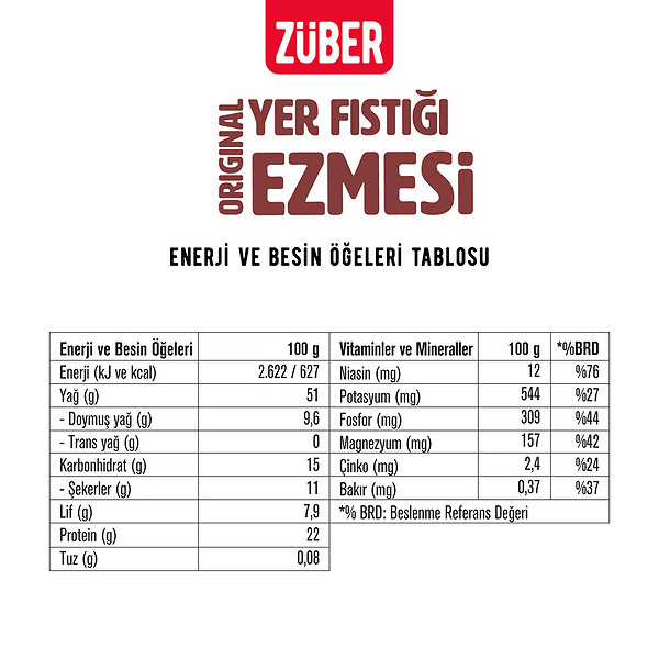 Züber %100 Yer Fıstığı Ezmesi Original 315 Gr